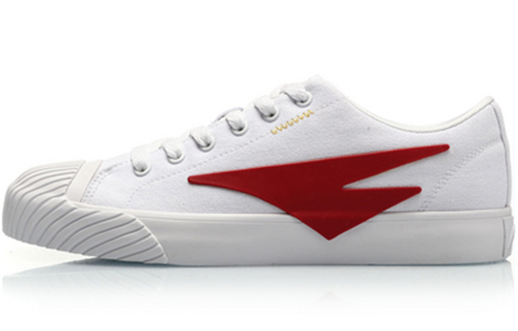 Li Ning Lightweight Coverage Slip Resistant Low top Skateboard Shoes Men's White Red