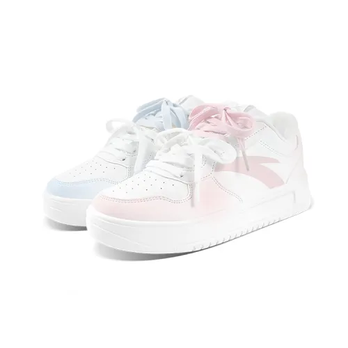 Anta Slip Resistant Abrasion Resistant Low top Skateboard Shoes Unisex Blue Pink Mismatched