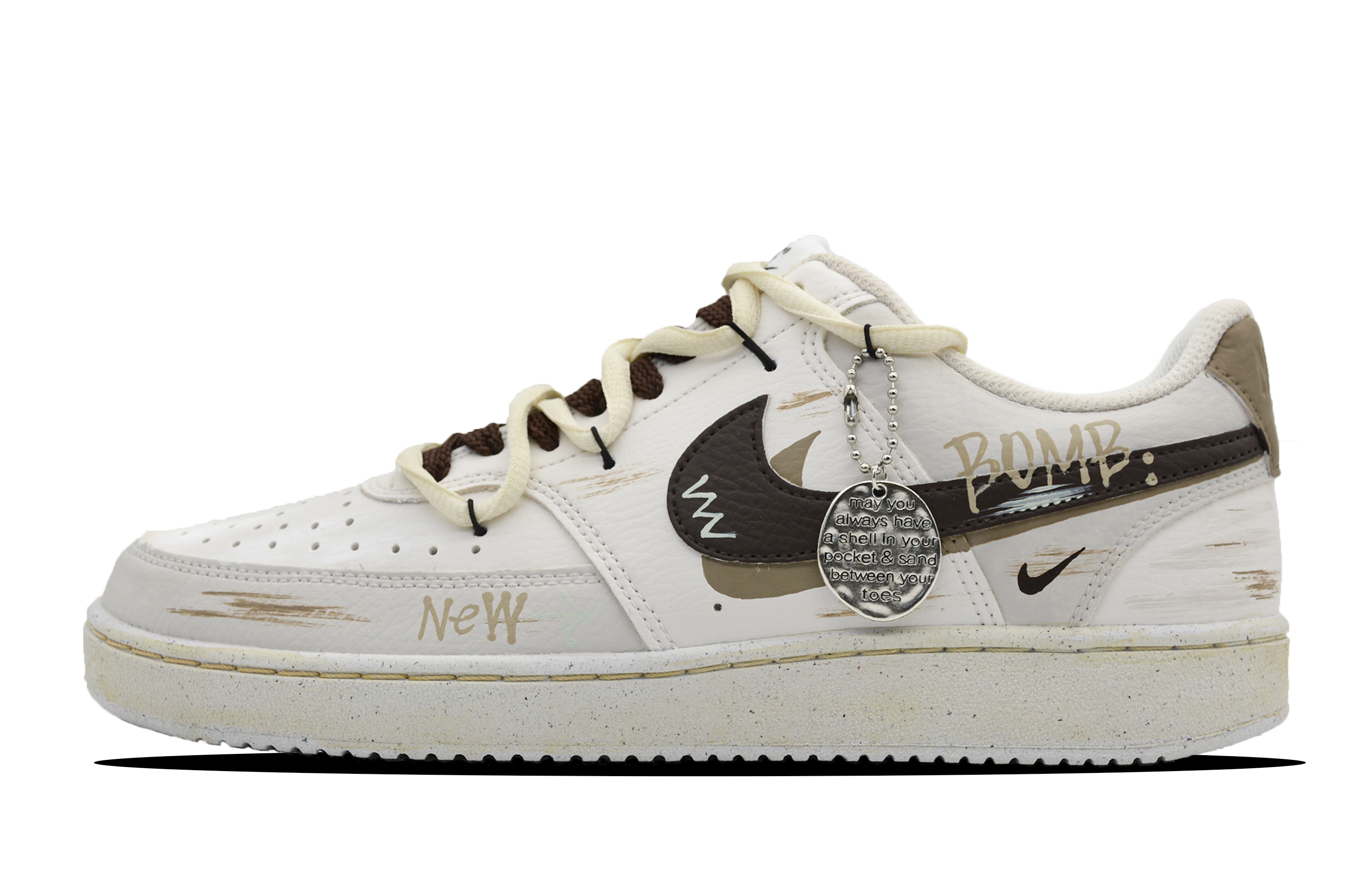 Nike Court Vision 1 Low Wasteland Amusement Park, Street Graffiti, Comfortable Versatile, Minimalist Style Leather
