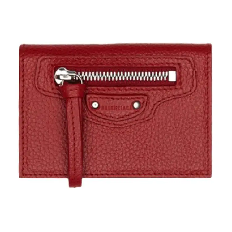Balenciaga Grain Cow Leather Wallet Mini Unisex Red