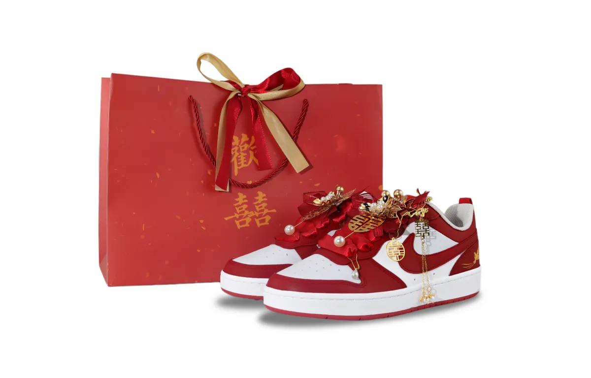 Nike Court Borough 2 Slip Resistant Abrasion Resistant Low top Skateboard Shoes Women's Red