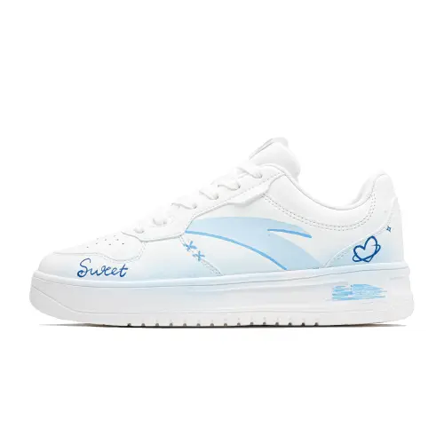 Anta Easy Slip Resistant Lightweight Non slip Lightweight Low top Skateboard Shoes Unisex White Blue