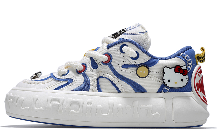Hello Kitty x Palladium Low top Skateboard Shoes, Lace Up Shoes Women's Blue Red