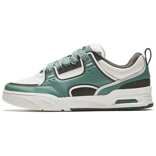 Anta Slip Resistant Abrasion Resistant Low top Skateboard Shoes Men's Green White Brown