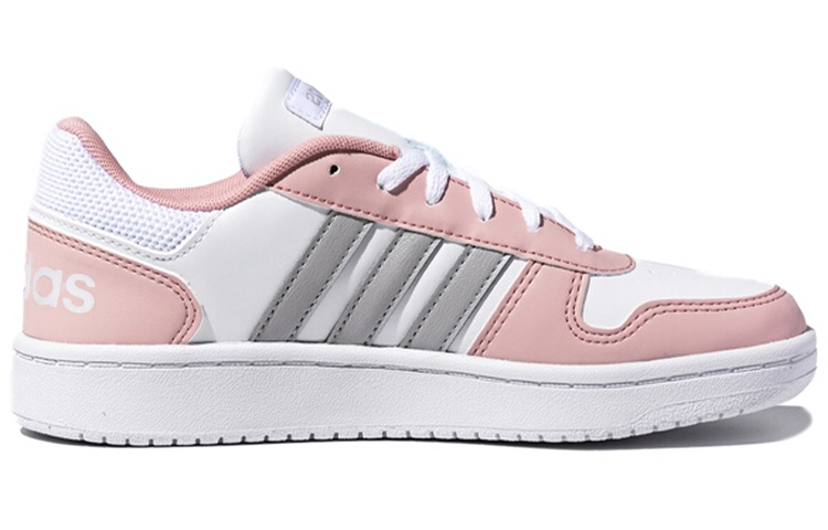 Женские кеды adidas neo Hoops 2.0 (серый / розовый / серебристый) — фото 2