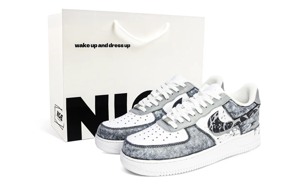 Nike Air Force 1 Abrasion Resistant Abrasion Resistant Low top Skateboard Shoes Unisex Concrete Gray