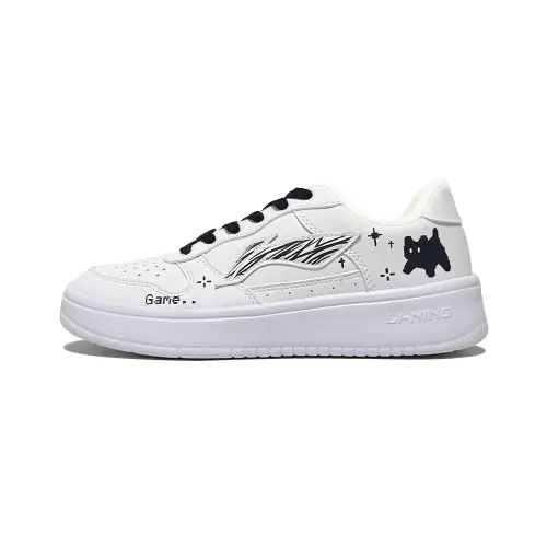 Li Ning Floating Boat Cushioning Breathable Height Increasing Low top Skateboard Shoes Men's Black White