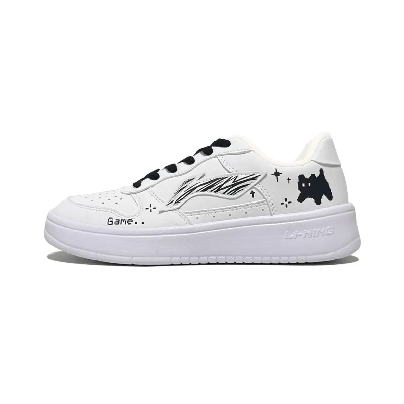 Li Ning Floating Boat Cushioning Breathable Height Increasing Low top Skateboard Shoes Men's Black White