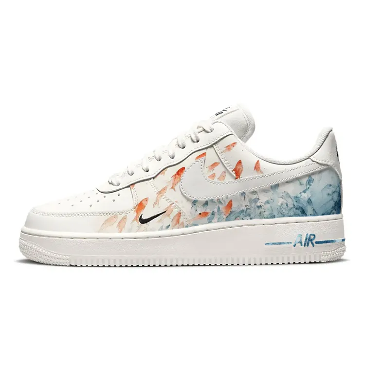 Nike Air Force 1 Wave Fish Leap Slip Resistant, Abrasion Resistant, Breathable Low top Skateboard Shoes Women's White