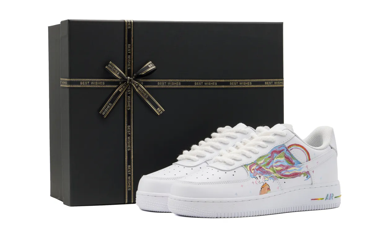 Nike Air Force 1 Abrasion Resistant Height Increasing Low top Skateboard Shoes Women's White