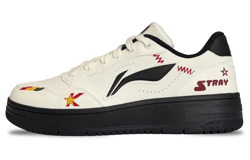 Li Ning Tianji Soft Cushioning Lightweight Low top Skateboard Shoes Men's White Black