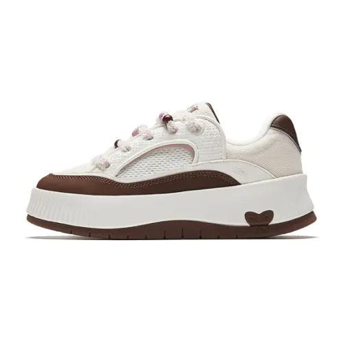 Anta Abrasion Resistant Breathable Low top Skateboard Shoes Women's White Brown
