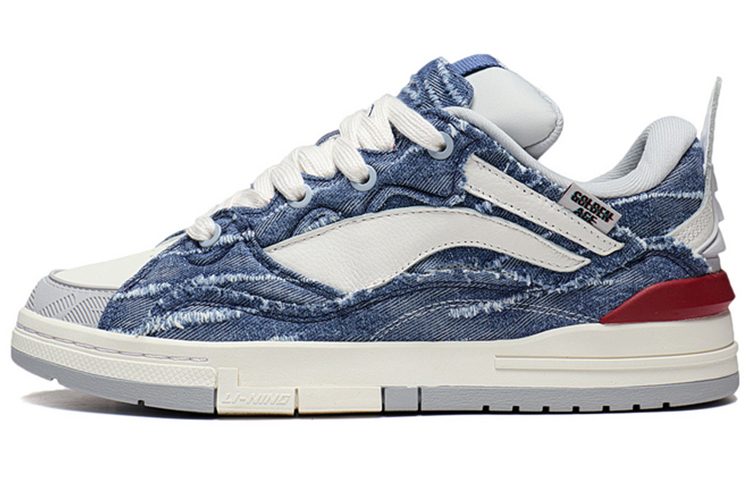 Li Ning Wave Golden Low top Skateboard Shoes Men's Blue White