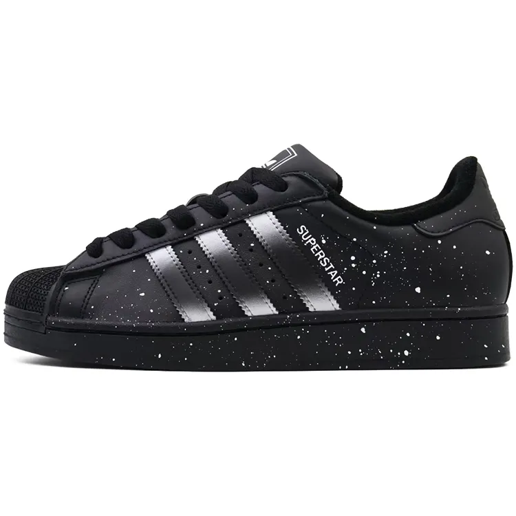 Adidas Originals SUPERSTAR Abrasion Resistant Low top Skateboard Shoes Unisex Black Silver