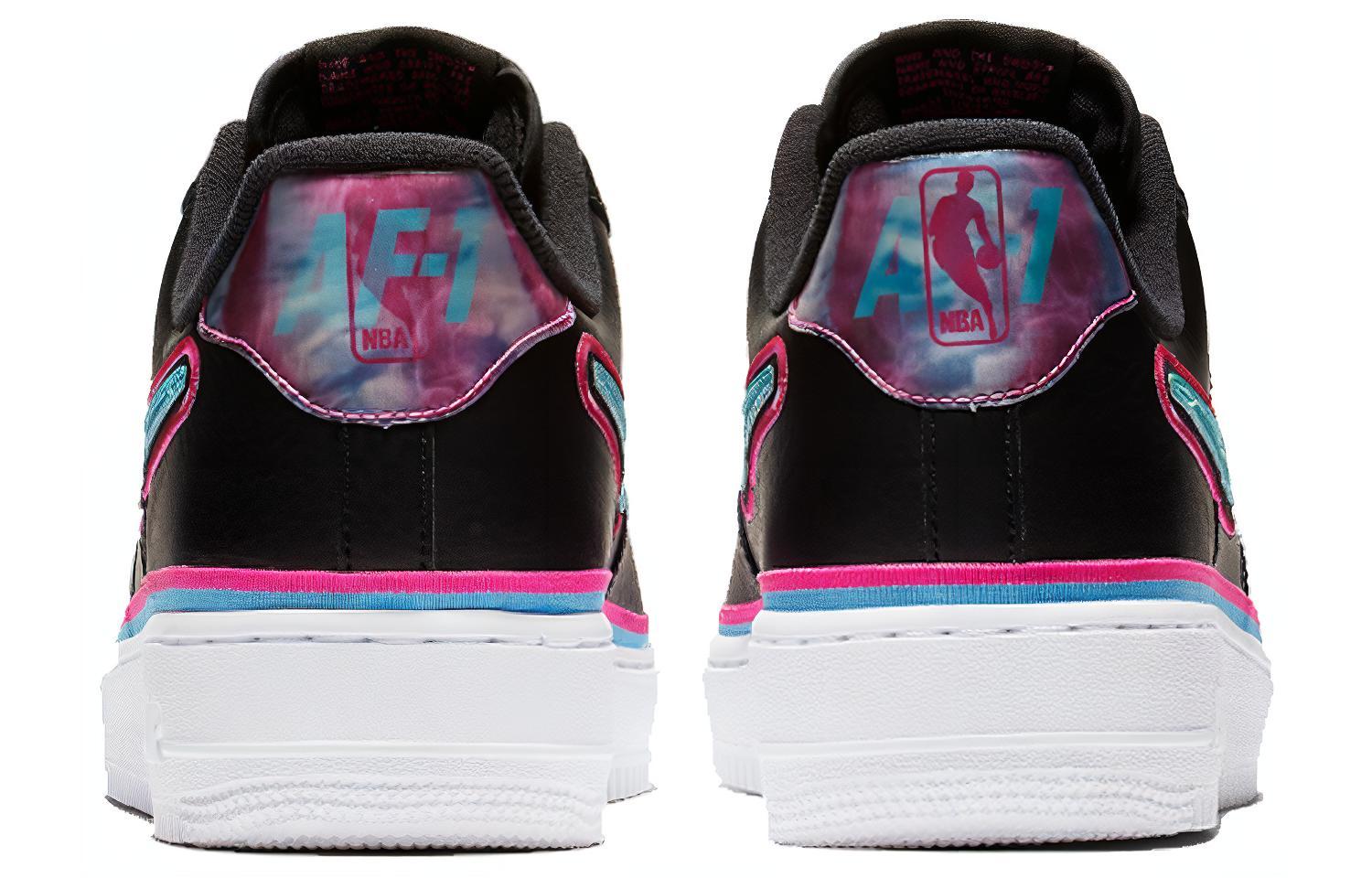 Кеды Nike Air Force 1 (черно-розовые) — Чёрный / розовый / зелёный — фото 4
