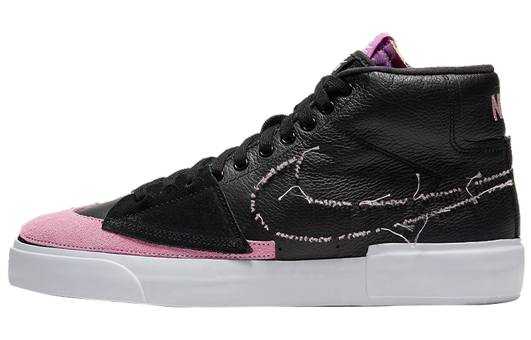 Nike SB Zoom Blazer Edge \"Purple Nebula\" Leather seam removal, anti-slip, shock-absorbing, wear-resistant and lightweight, mid-cut sneakers, same style for men and women, black and purple