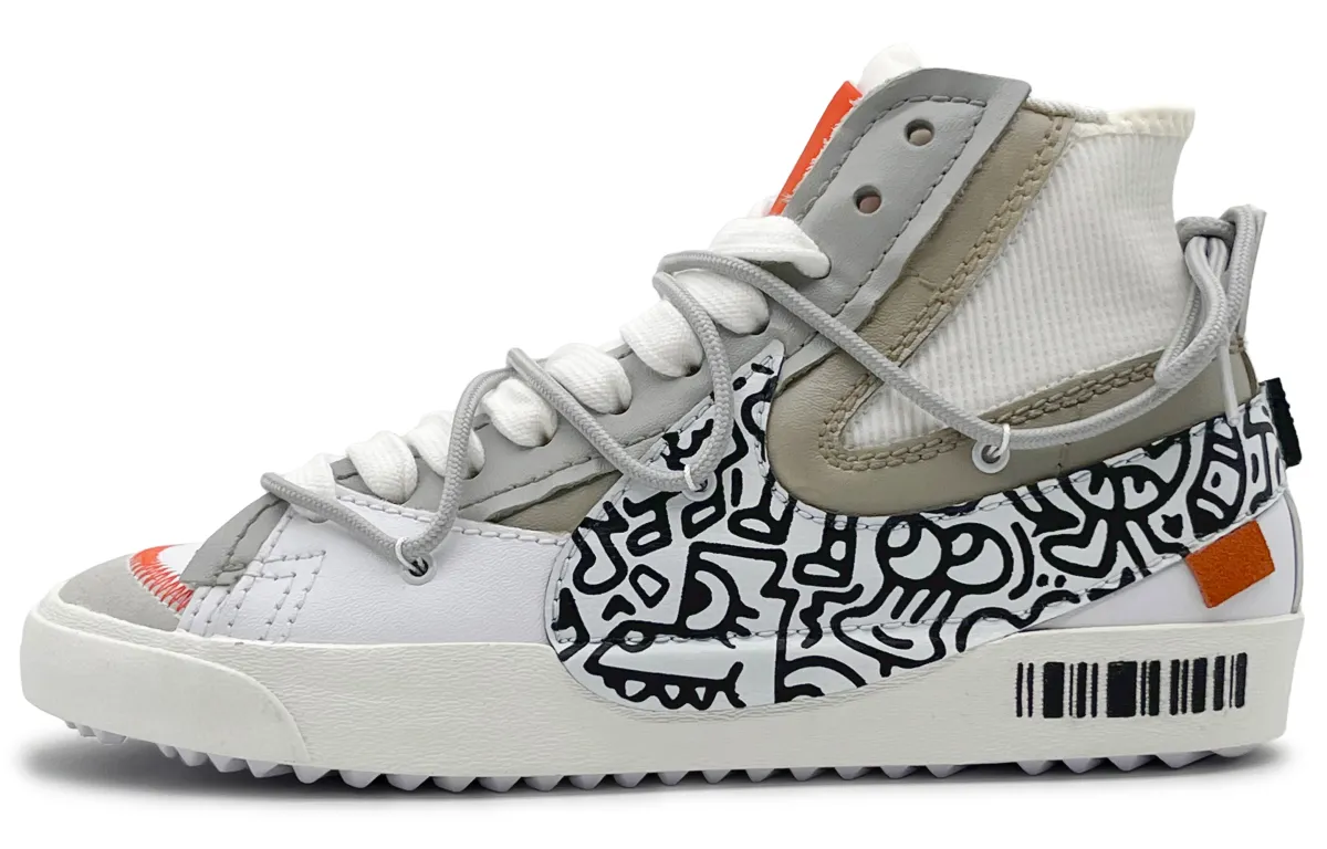 Nike Blazer Leather Slip Resistant Abrasion Resistant High top Skateboard Shoes Unisex White Black