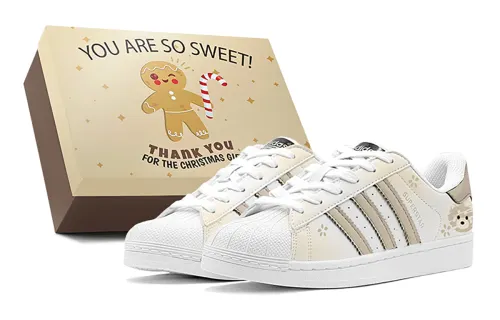 Adidas Originals SUPERSTAR Playful Panda, Casual Low top Skateboard Shoes Unisex Yellow Brown