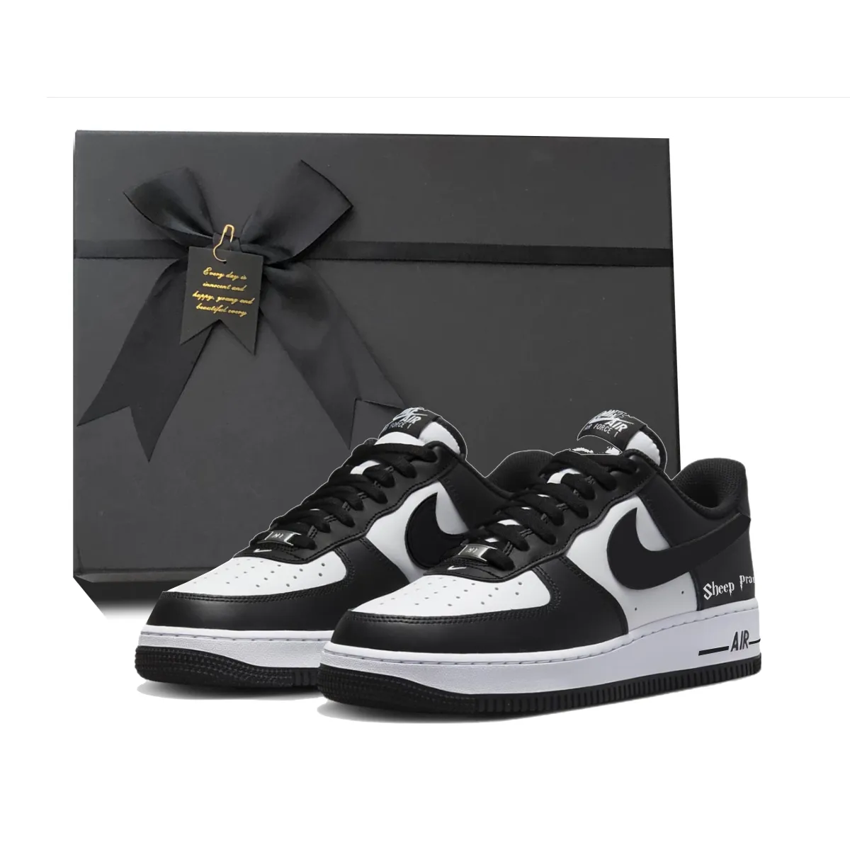 Nike Air Force 1 Leather Slip Resistant, Abrasion Resistant, Lightweight Low top Skateboard Shoes Unisex White Black