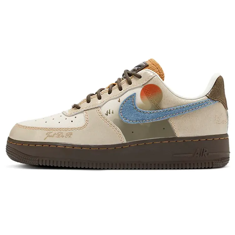 Nike Air Force 1 Scenic Landscape Slip Resistant Low top Skateboard Shoes Women's Brown