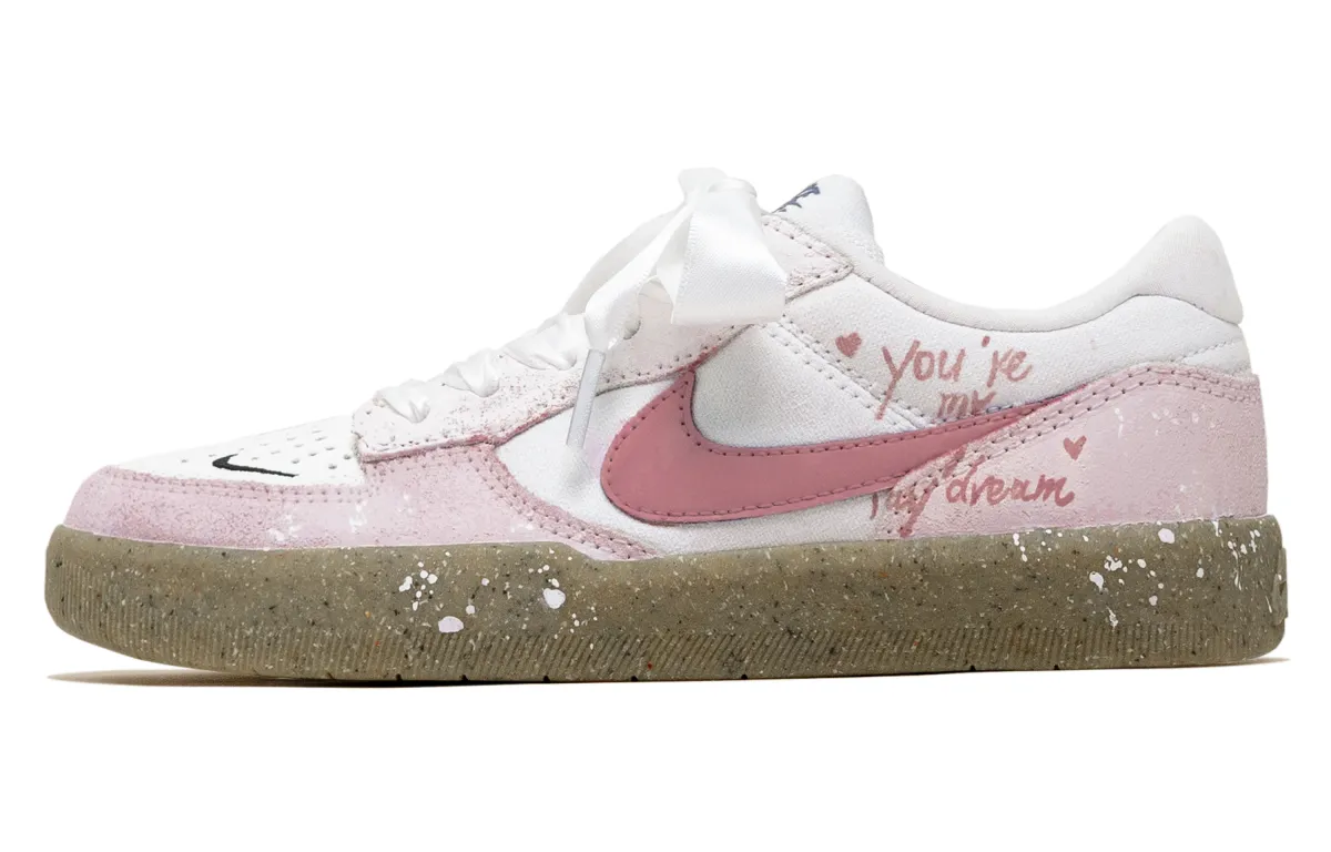 Nike SB Force 58 Spring Cherry Blossom Abrasion Resistant Low top Skateboard Shoes Unisex Pink White