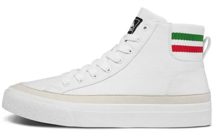 Kappa Coverage Slip Resistant Coverage Slip Resistant High top Skateboard Shoes Unisex Korean White
