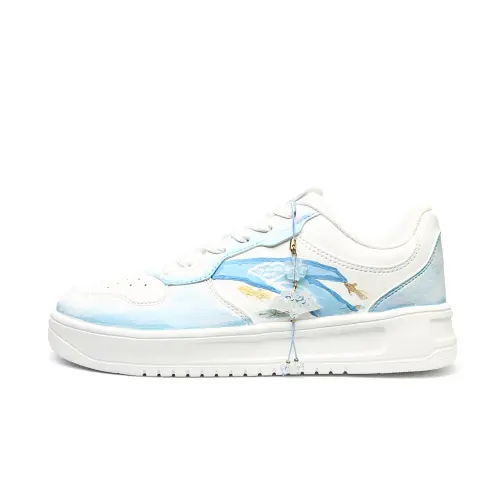Anta Easy Slip Resistant, Lightweight, And Breathable Low top Skateboard Shoes Unisex Blue White