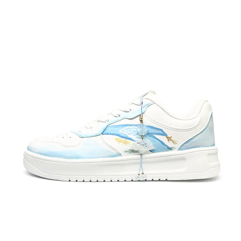 Anta Easy Slip Resistant, Lightweight, And Breathable Low top Skateboard Shoes Unisex Blue White