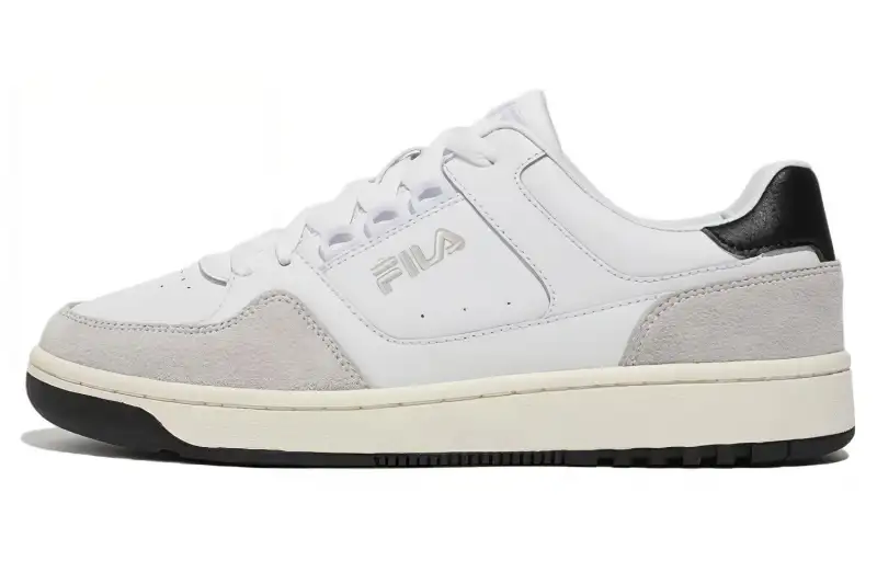 FILA Talga Club LT Leather Low top Abrasion Resistant Skateboard Shoes Unisex White Gray Korean Style