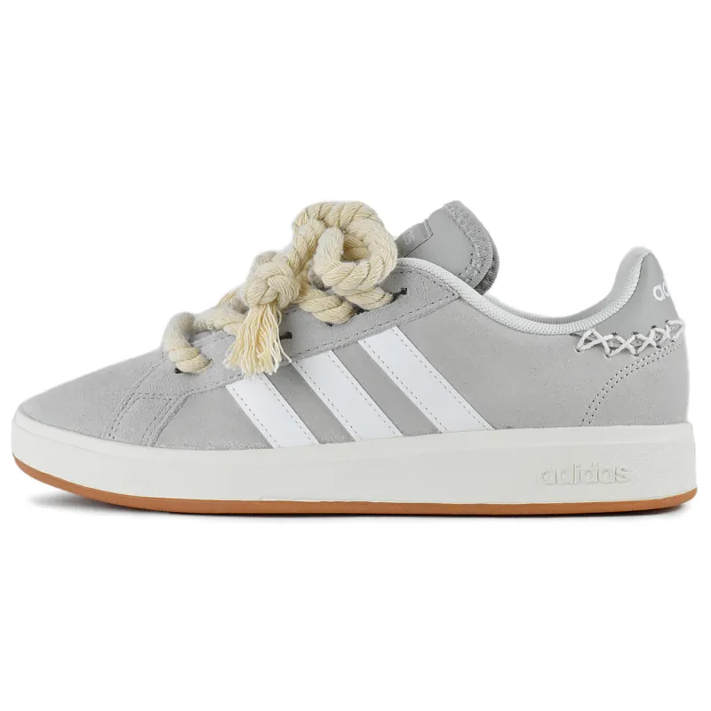 Adidas Grand Court Base 00s Gray Clouds Slip Resistant Abrasion Resistant Low top Skateboard Shoes Unisex Gray White