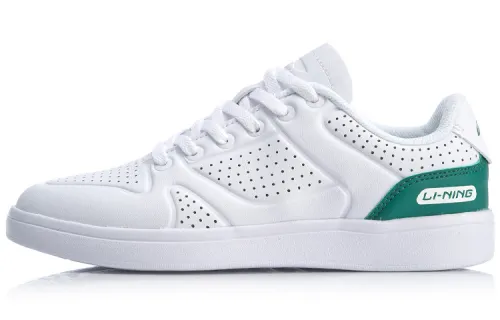 Li Ning Skateboard Shoes Women's Low Top White Green