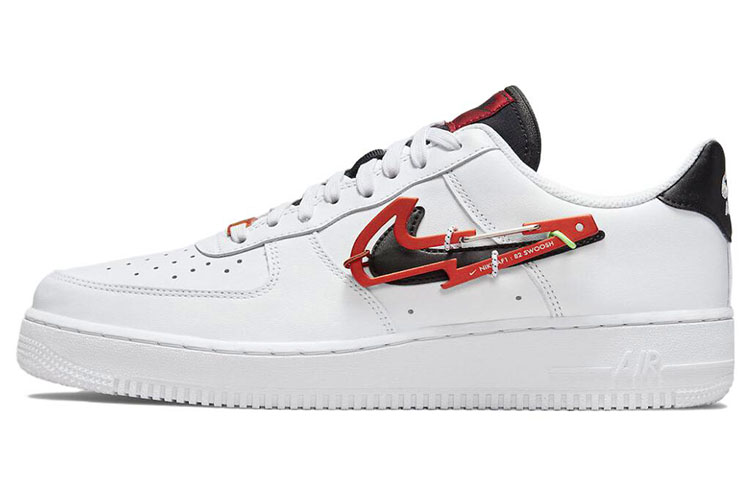 Мужские кроссовки Nike Air Force 1 (бело-черно-красные)