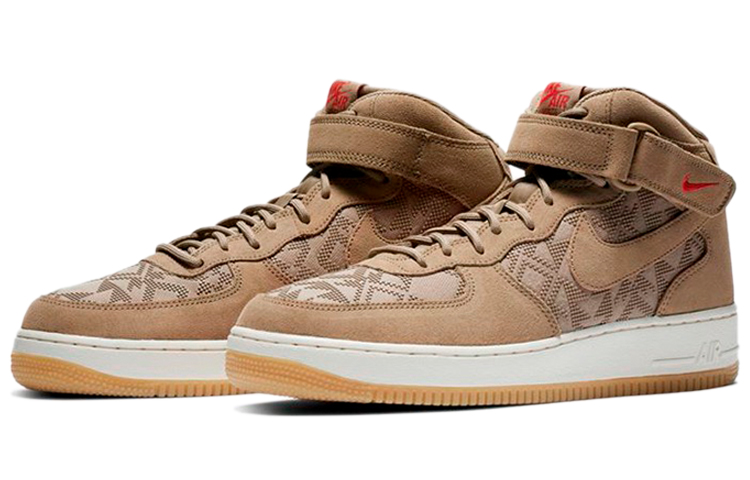Мужские кроссовки Nike Air Force 1 07 Premium N7 (коричнево-красные) — Коричневыйкрасный — фото 3