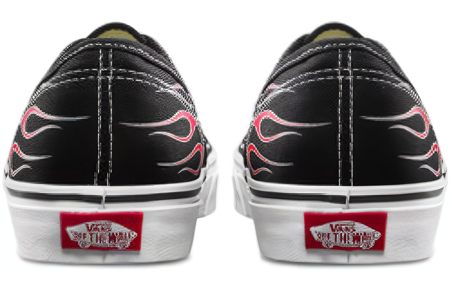 Кеды Vans Authentic с принтом пламени (черно-красные) — фото 6