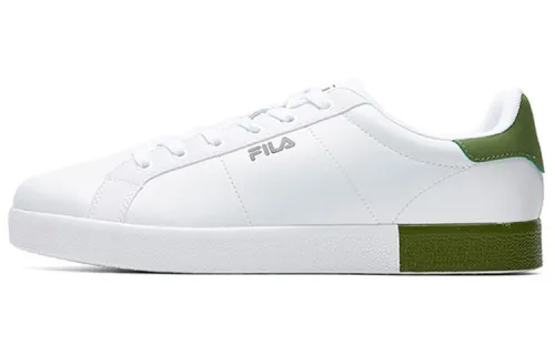 FILA FUSION Synthetic Leather Lace Up Abrasion Resistant Low top Skateboard Shoes Men's White Cyan