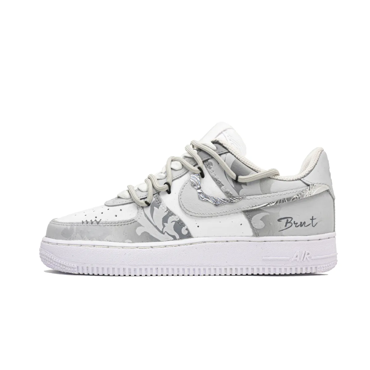 Nike Air Force 1 Cool Gray Whisper, Footprint Innovation Cow Leather Abrasion Resistant Low top Skateboard Shoes Unisex
