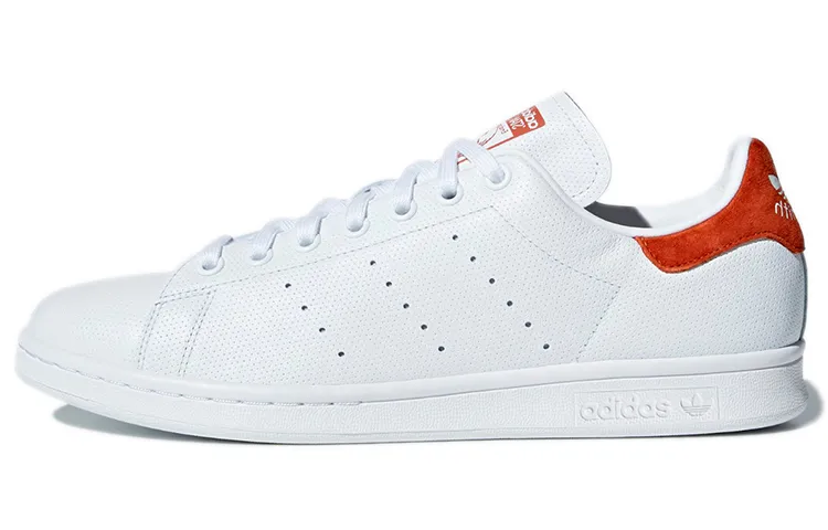 Adidas Originals Stan Smith Casual Slip Resistant Abrasion Resistant Low top Skateboard Shoes Unisex White Orange Red