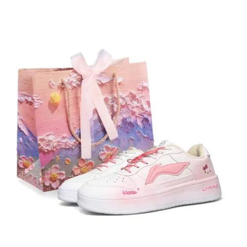 Li Ning Floating Boat Slip Resistant Abrasion Resistant Low top Skateboard Shoes Women's White Pink