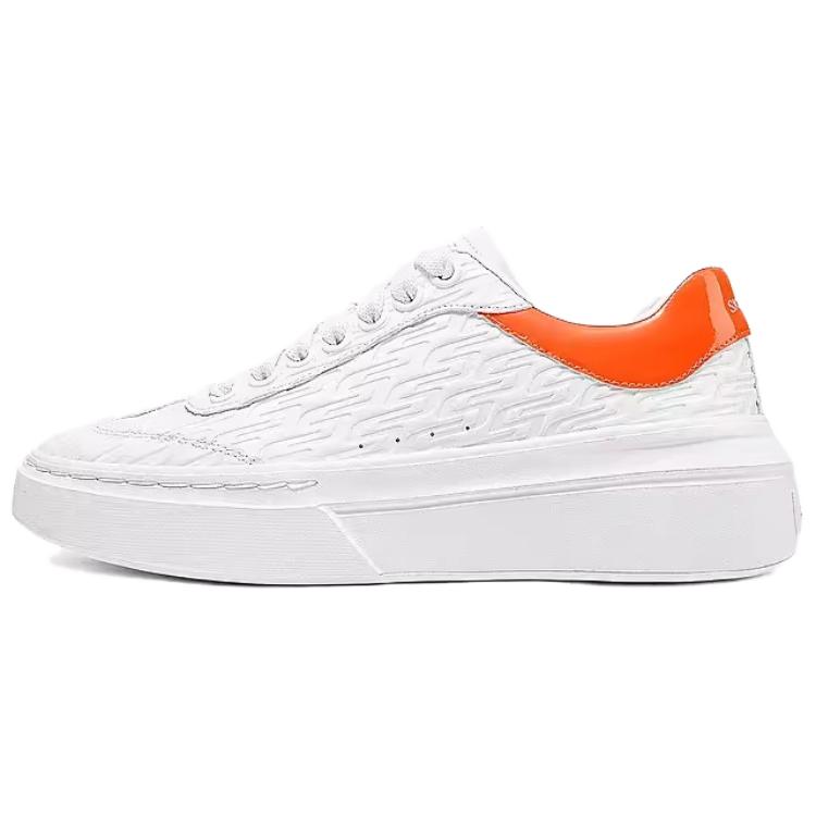 Skechers Court Classics Synthetic Leather Breathable Support Low top Skateboard Shoes Women's White Orange