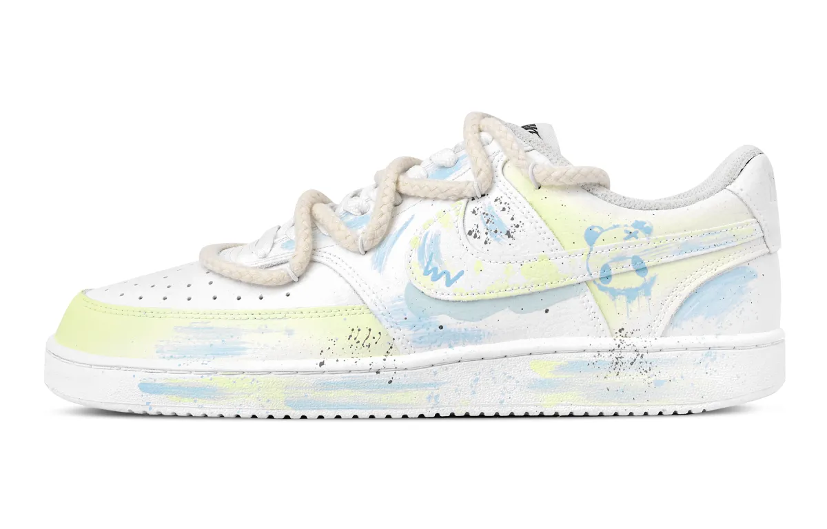Nike Court Vision 1 Ink Graffiti Bear Abrasion Resistant Low top Skateboard Shoes Men's Yellow Blue