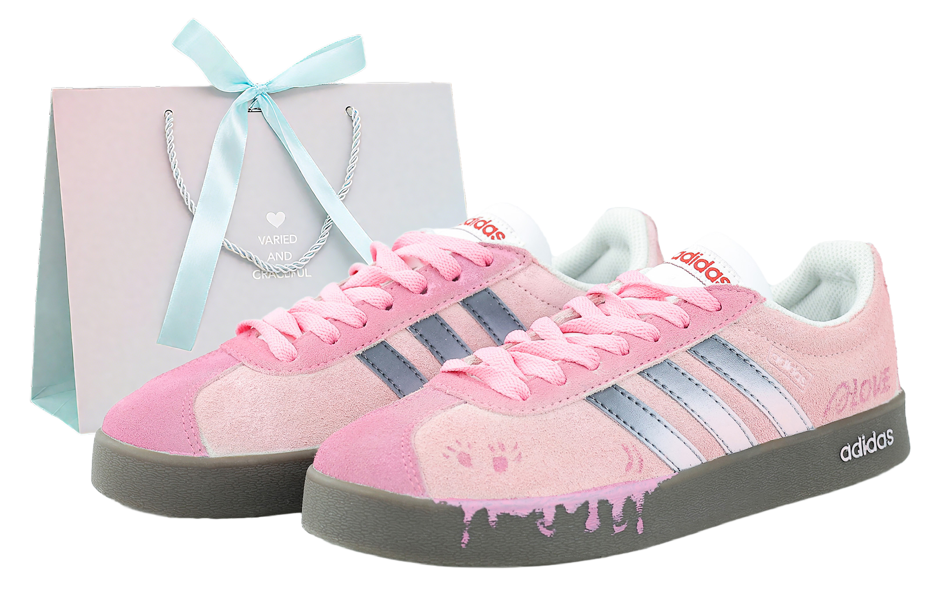 Adidas VL COURT 2.0 Wear resistant And Lightweight Low top Skateboard Shoes Unisex Pink