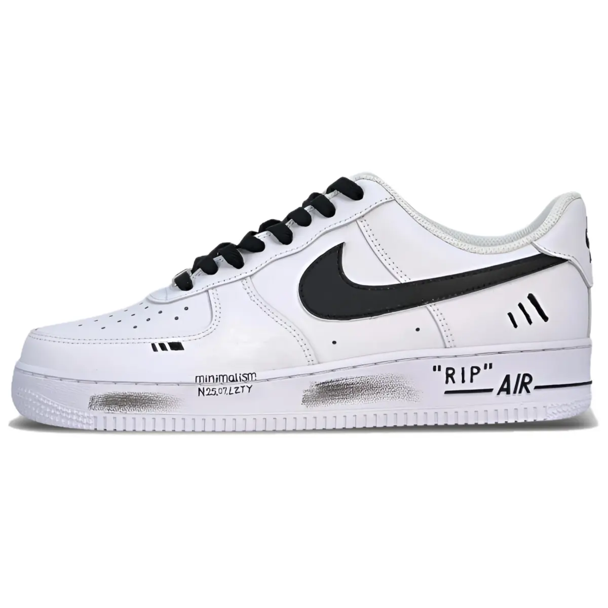 Nike Air Force 1 Ink Stain Old Shadow Abrasion Resistant Abrasion Resistant Low top Skateboard Shoes Unisex Black White