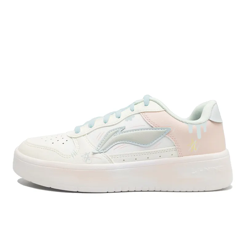 Li Ning Floating Boat Colorful Macarons Coverage Slip Resistant And Abrasion Resistant Low top Skateboard Shoes Women's