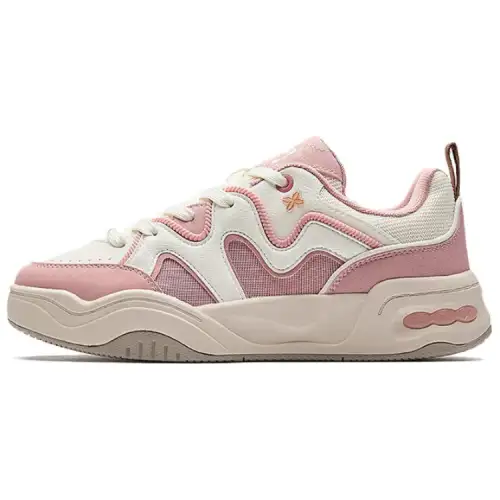 Anta Coverage Slip Resistant And Abrasion Resistant Low top Skateboard Shoes Women's White Pink