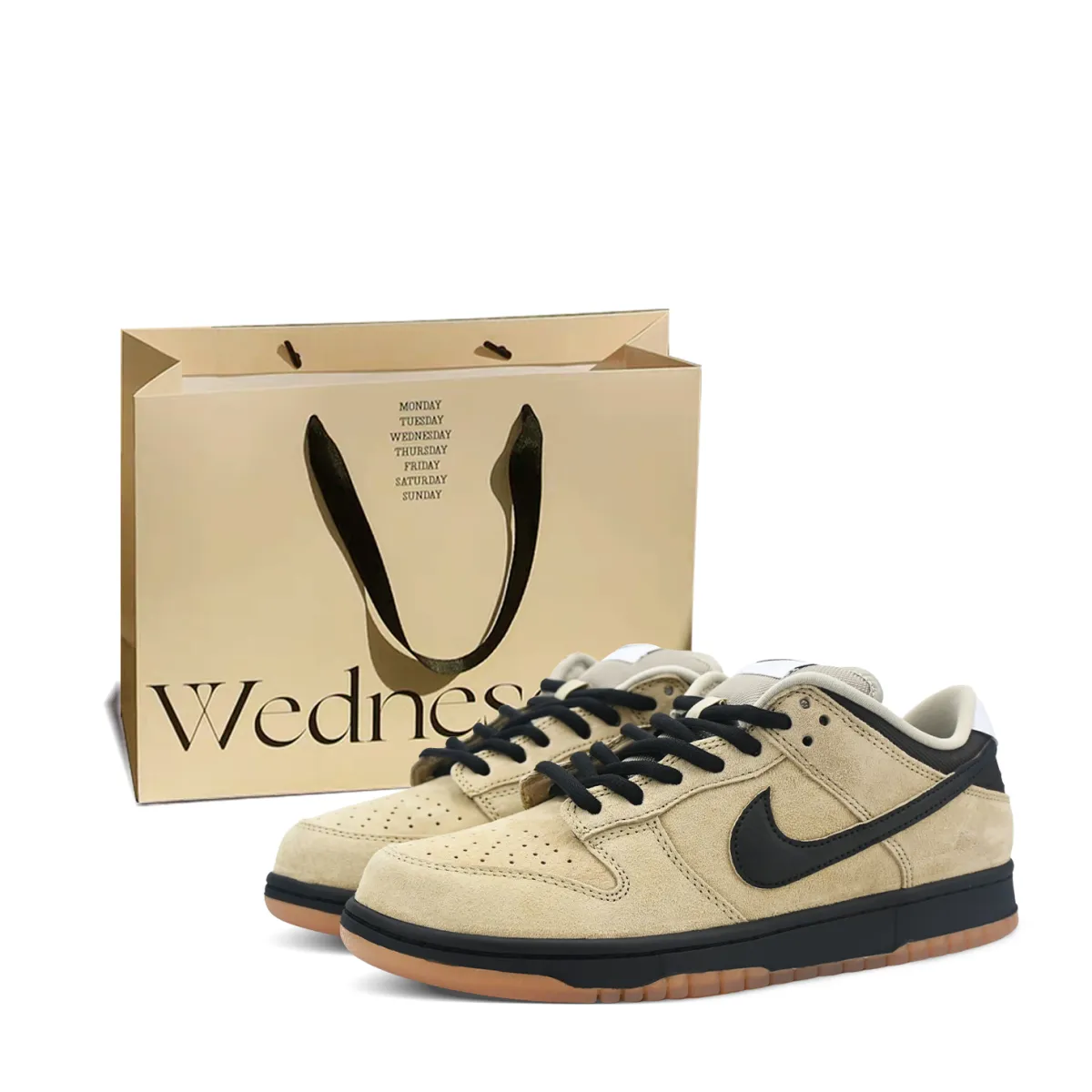 Nike Dunk SB Low Pro Suede Abrasion Resistant Low top Skateboard Shoes Unisex Beige Black