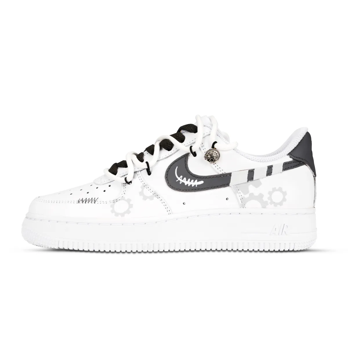 Nike Air Force 1 Gears Cycle Slip Resistant Abrasion Resistant Low top Skateboard Shoes Unisex Light Gray