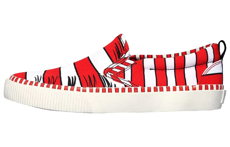 Skechers V'lites Fabric Low top Skateboard Shoes Women's Red White