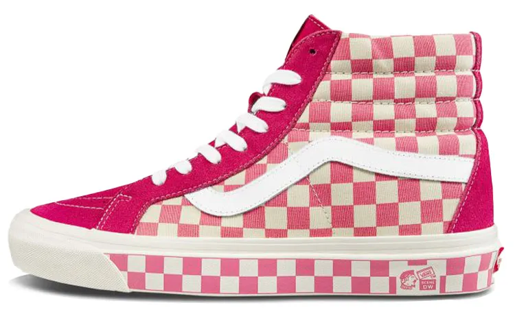 Vans Style 38 Canvas Abrasion Resistant Lightweight High top Skateboard Shoes Unisex Pink White
