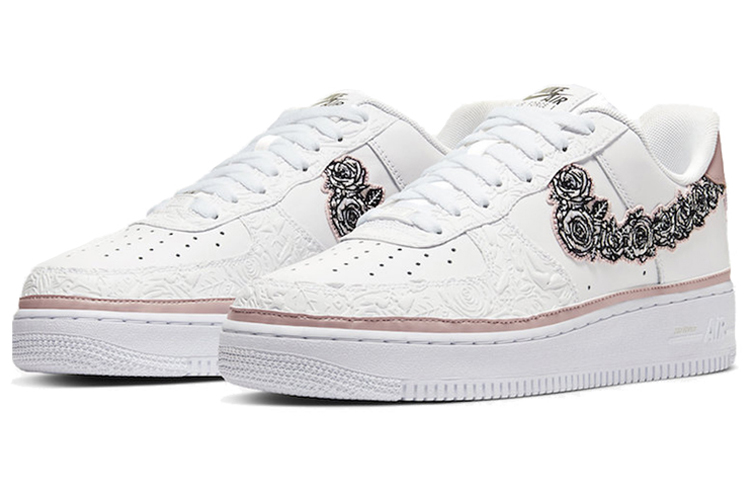 Кеды Nike Air Force 1 (белые с цветами) — Белый — фото 3