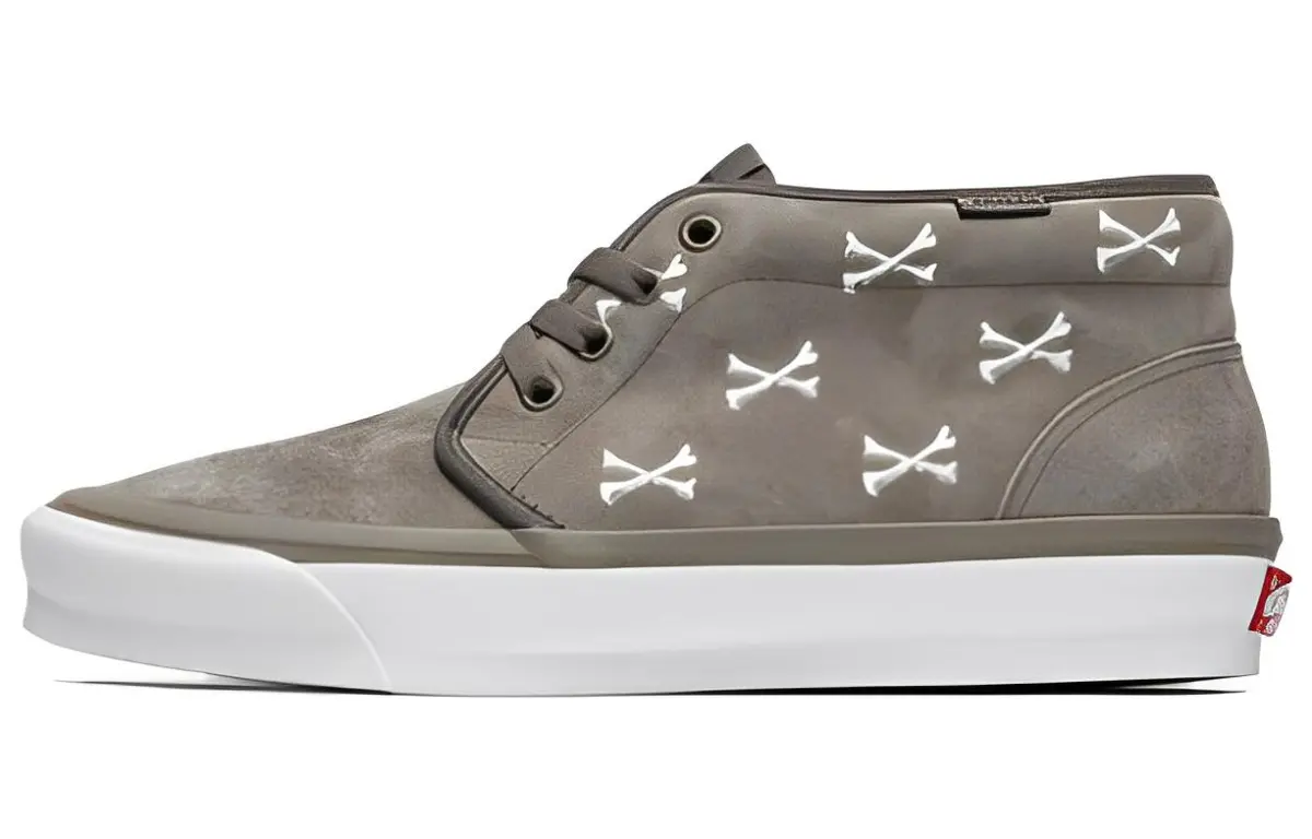 Vans x WTAPS OG LX Leather Abrasion Resistant Mid top Skateboard Shoes Unisex Umber White